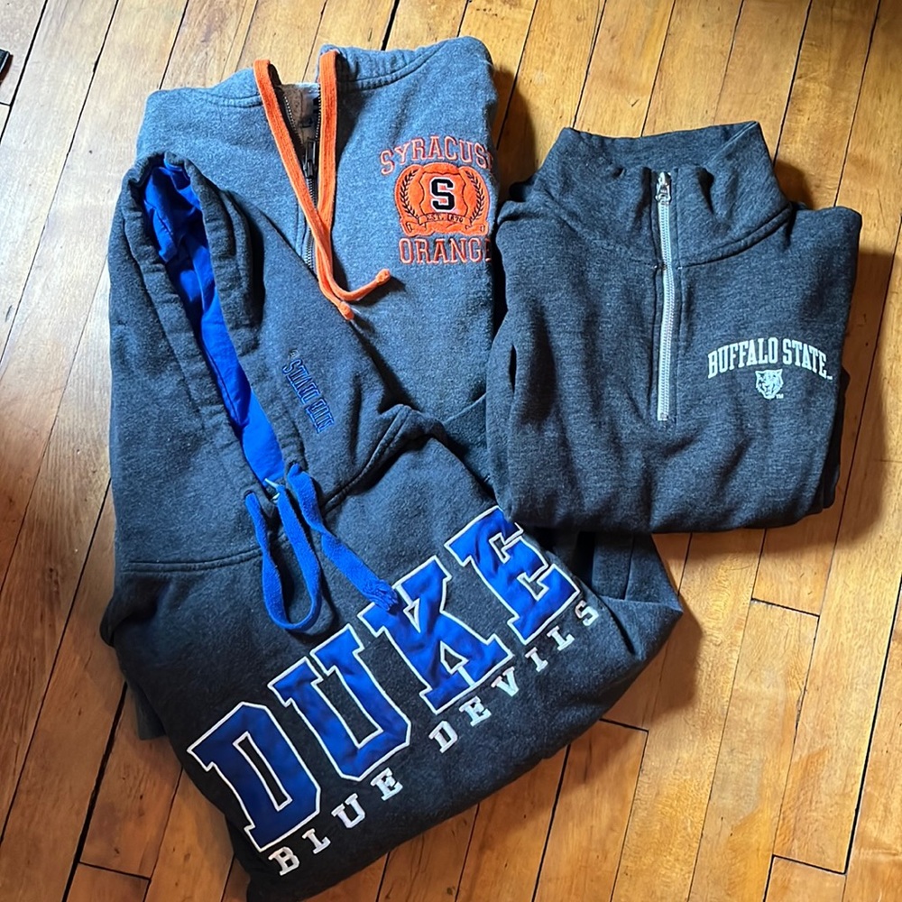 Bundle 3 college sweatshirts Syracuse Duke & Buffalo State! Excellent condition